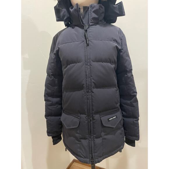 Canada Goose Navy Women's S Solaris Shelburne Fur Trim Down Parka Winter Coat - Picture 1 of 12